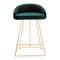 Canary Contemporary Counter Stool in Gold with Velvet Fabric - Set of 2